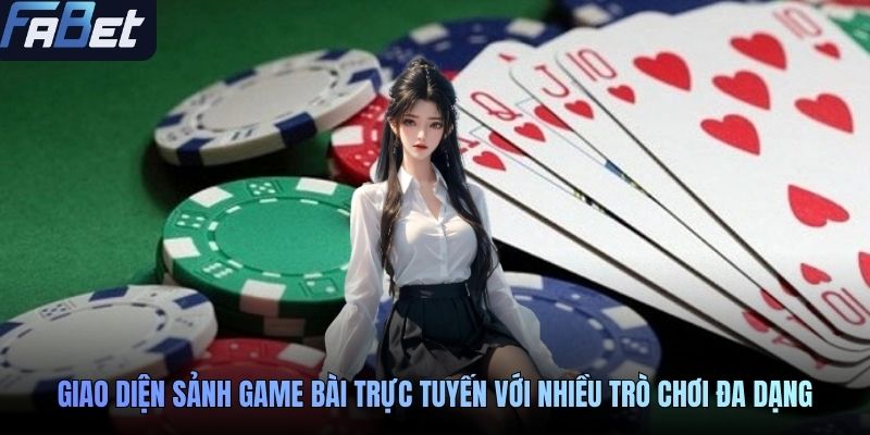 Giao diện sảnh game bài trực tuyến với nhiều trò chơi đa dạng